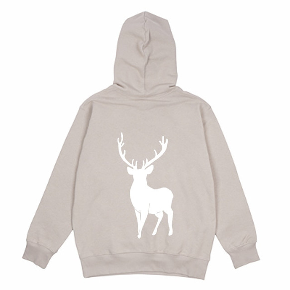 オーガニックコットンパーカー【鹿】ミルキーグレー パーカー 恵里子