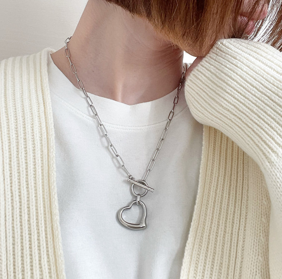 オープンハートネックレス サージカルステンレス ネックレス オープンハートネックレス サージカルステンレス ネックレス