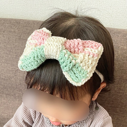 【ひな祭り】ヘアバンド 蝶ネクタイ ひしもち 3色 かわいい リボン 2way パステルカラー ベビー キッズ 2枚目の画像