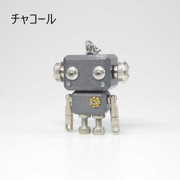 mic classic　カラーモデル　木と金属のロボットチャームキーホルダー 14枚目の画像