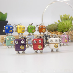 ロボットチャーム ウッド×メタル メタリックブラック×シルバー 木製