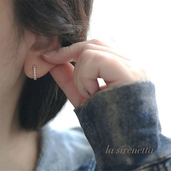 受注製作 ピアス ＊ zirconia line hoop pierce 2枚目の画像