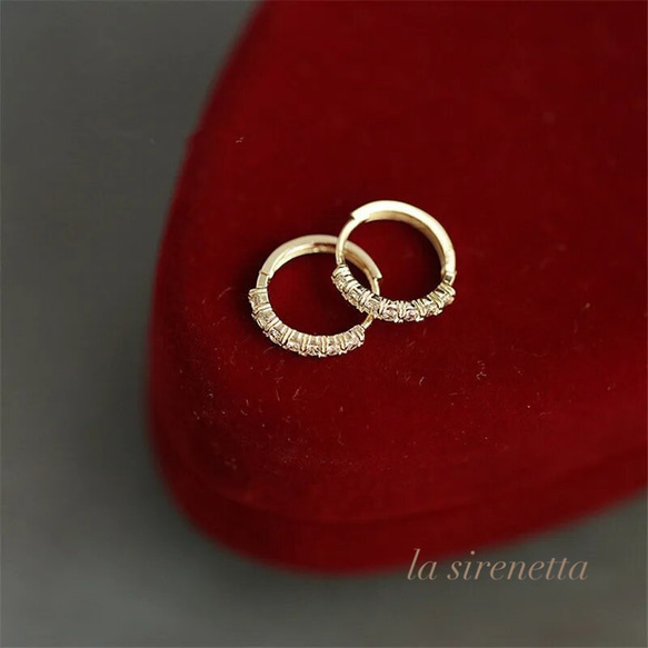 受注製作 ピアス ＊ zirconia line hoop pierce 4枚目の画像