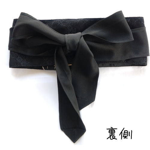クレイジーキルト 黒シルバー サッシュベルト W65〜95cm 着物リメイク クレイジーキルト 黒シルバー サッシュベルト W65〜95cm 着物