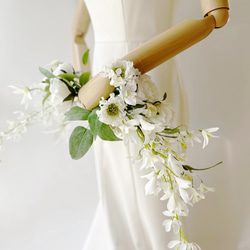 チューリップ♡白グリーンウェディングブーケ＆ブートニア【アーティ