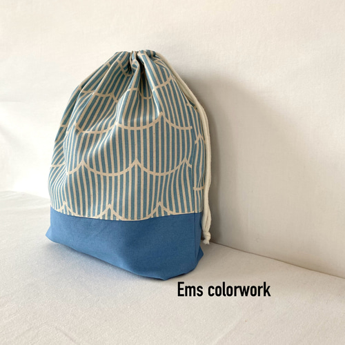 ⭐︎サイズオーダー無料 もくもくストライプ ブルー 入園入学3点セット