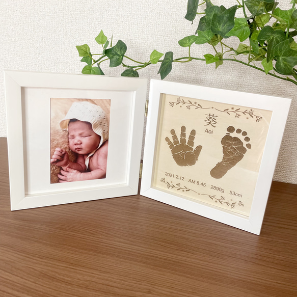 手形・足形フォトフレーム　出産祝い　出産内祝い　ニューボーンフォト　赤ちゃん 2枚目の画像
