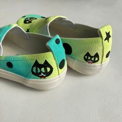 兒童運動鞋「nekodation.kids」貓和圓點設計！粉紅色、綠色【訂做】【可刻名字】 第8張的照片