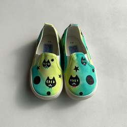 兒童運動鞋「nekodation.kids」貓和圓點設計！粉紅色、綠色【訂做】【可刻名字】 第4張的照片