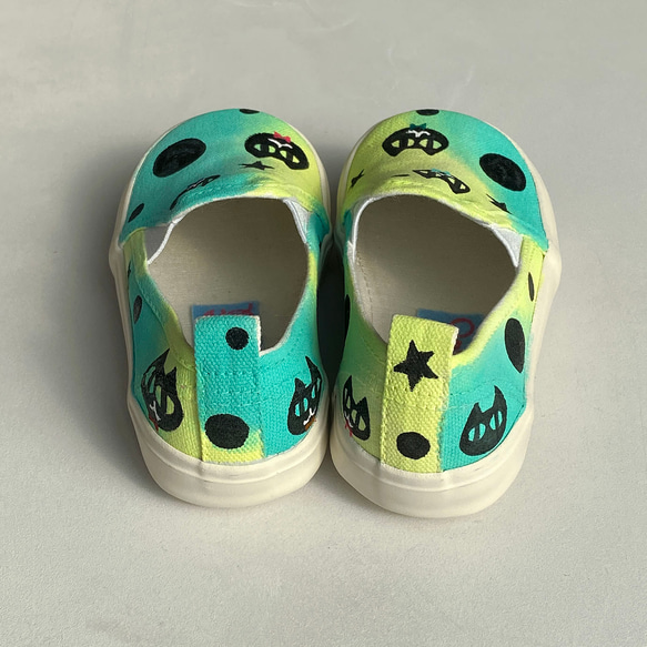 兒童運動鞋「nekodation.kids」貓和圓點設計！粉紅色、綠色【訂做】【可刻名字】 第9張的照片