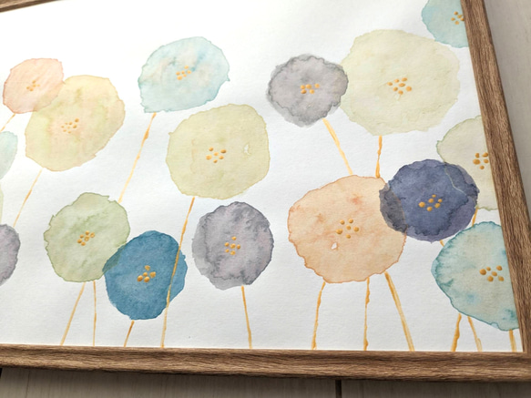 【額縁付き】水彩原画　A4サイズ　「やさしい花」 2枚目の画像