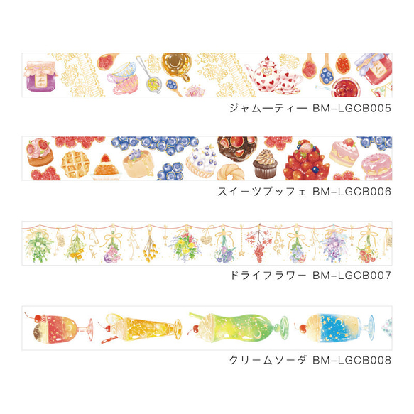 新入荷！お洒落なマスキングテープ！『 BGM  「ライフ“箔押し”ジャム—ティ— 」』～30mm×5m巻き　1個～ 5枚目の画像