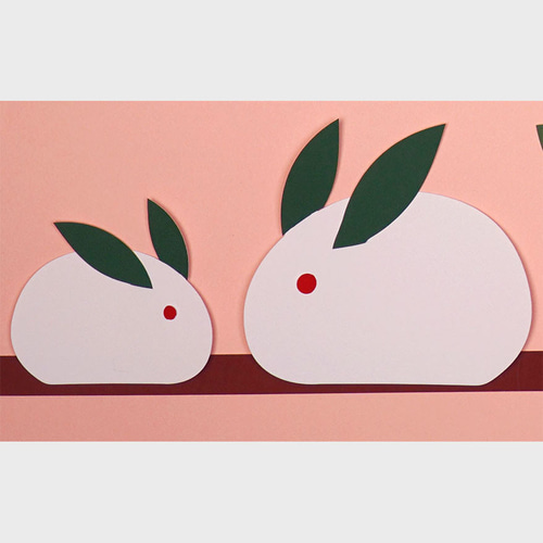 ☆壁面飾り 標準サイズ （横80cm※サイズ変更可能）「寒椿と雪うさぎ