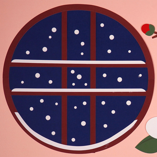 ☆壁面飾り 標準サイズ （横80cm※サイズ変更可能）「寒椿と雪うさぎ