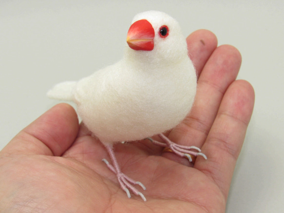 [Ａ様専用] 白文鳥＆羽衣セキセイインコ ブルーパイド / 羊毛フェルト リアルサイズ 5枚目の画像