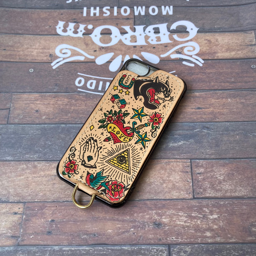 タトゥー×レザー】超個性的スマホケース アメトラ オールドスクール