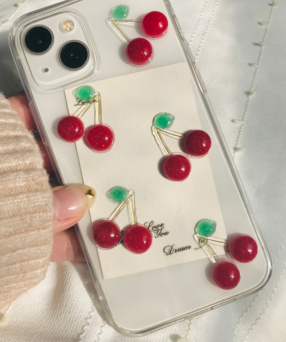 ぷっくりさくらんぼ スマホケース iPhoneケースハンドメイド iPhone 