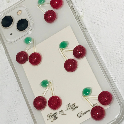 ぷっくりさくらんぼ スマホケース iPhoneケースハンドメイド iPhone 