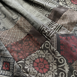 アンティーク大島紬のパッチワークスカート　赤茶　着物リメイク 6枚目の画像