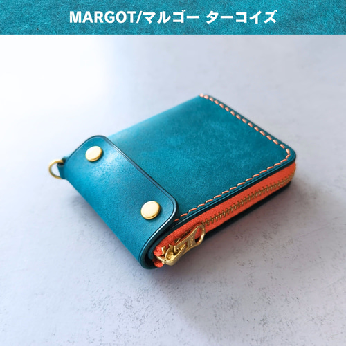 春限定】厚い革1枚のL字ファスナー財布 ターコイズなイタリアン