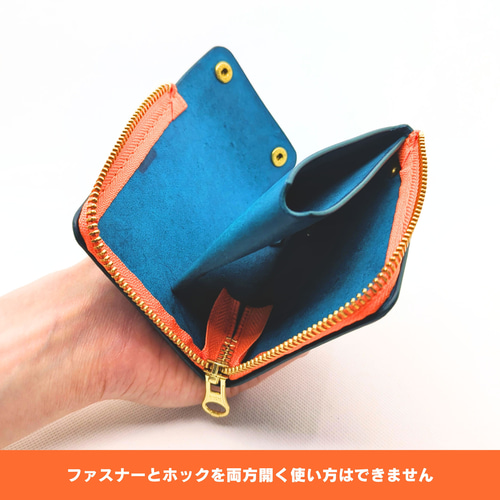 オリジナル 春限定】厚い革1枚のL字ファスナー財布 ターコイズなイタリアン 財布・ケース・小物入れ