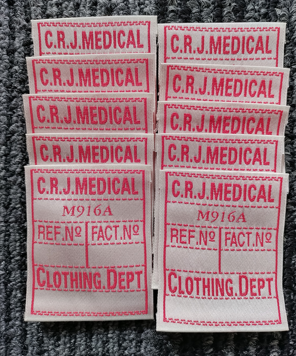 ''DEAD-STOCK'’ 織ネームC.R.J.MEDICAL　M918A CLOTHING.DEPT 　50枚 2枚目の画像