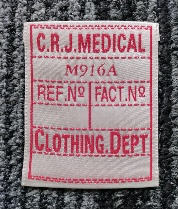 ''DEAD-STOCK'’ 織ネームC.R.J.MEDICAL　M918A CLOTHING.DEPT 　100枚 1枚目の画像