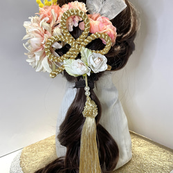 髪飾り　ゴールド&ピンク　成人式　卒業式　結婚式 ヘアアクセサリー 4枚目の画像