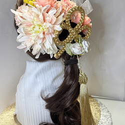 髪飾り　ゴールド&ピンク　成人式　卒業式　結婚式 ヘアアクセサリー 5枚目の画像