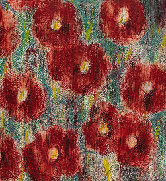 【NO.539】赤色の花柄模様アートポスター☆モダンボタニカル絵画お洒落北欧★ハガキ2L判A5A4A3A2A1B5B4 3枚目の画像