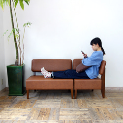 【Creema限定価格】1.5s Standard sofa（BR×Ba-04ライトブラウン） 4枚目の画像