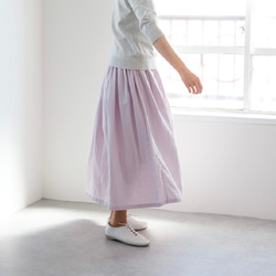 ふんわり柔らかダブルガーゼのギャザースカート/藤桜 4枚目の画像