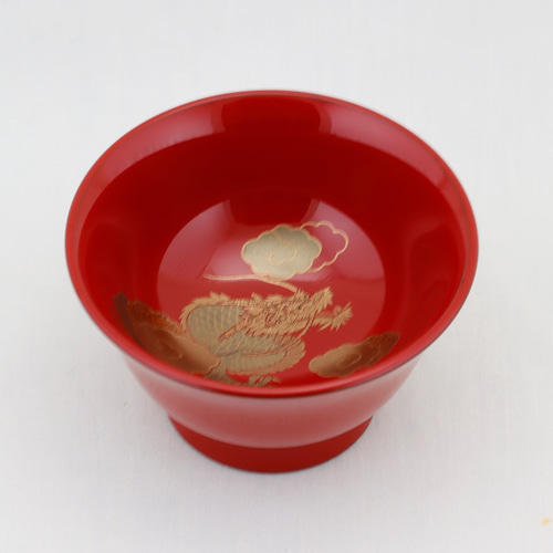 伝統工芸 輪島塗 ぐいのみ「朱塗～干支 辰蒔絵」 【17-6】 おちょこ