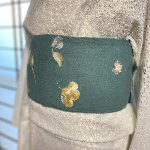 作り帯 花柄 チューリップ 紺色 帯枕付き 二部式 NO-438 作り帯 花柄 チューリップ 紺色 帯枕付き 二部式 NO-438 着物・浴衣