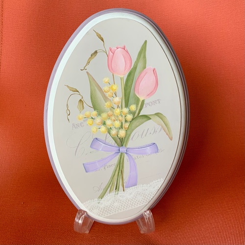 トールペイント＊チューリップとミモザのプレート その他インテリア