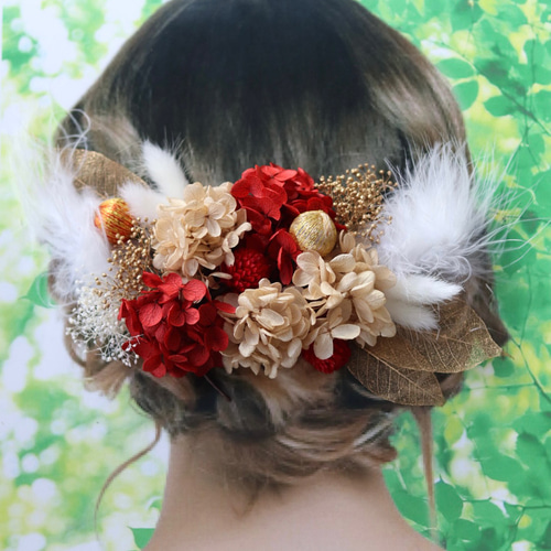 新作〉ドライフラワー髪飾り 卒業式 袴 振袖 成人式 ウェディング 前  