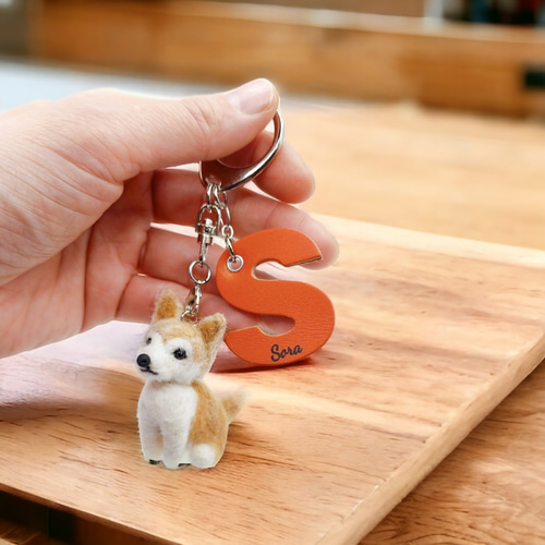 羊毛フェルトオーダーわんちゃんネーム入りキーホルダー