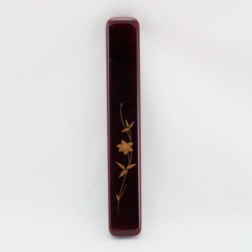 伝統工芸 輪島塗 万年筆ケース「鉄線蒔絵～溜塗」 【825】 ペンケース