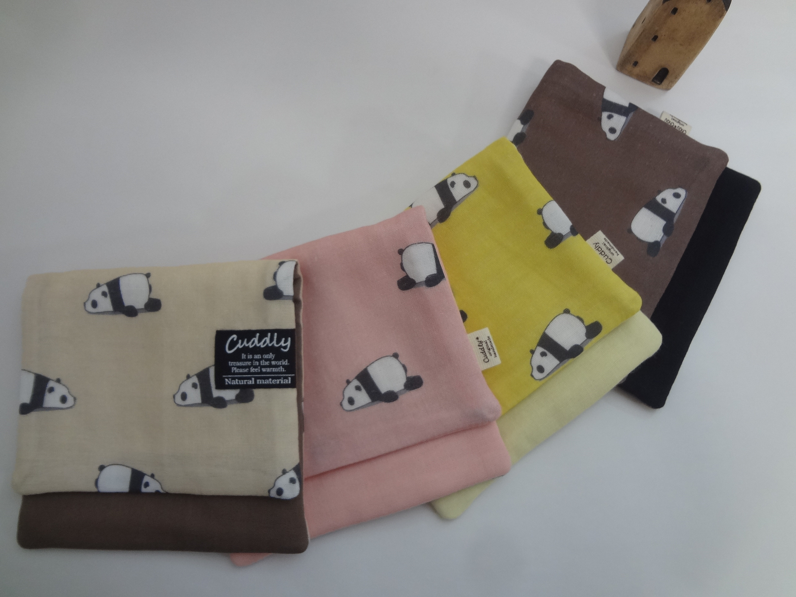 大きめ*パンダ*やわらかガーゼハンカチ4枚セット*ハンドメイド