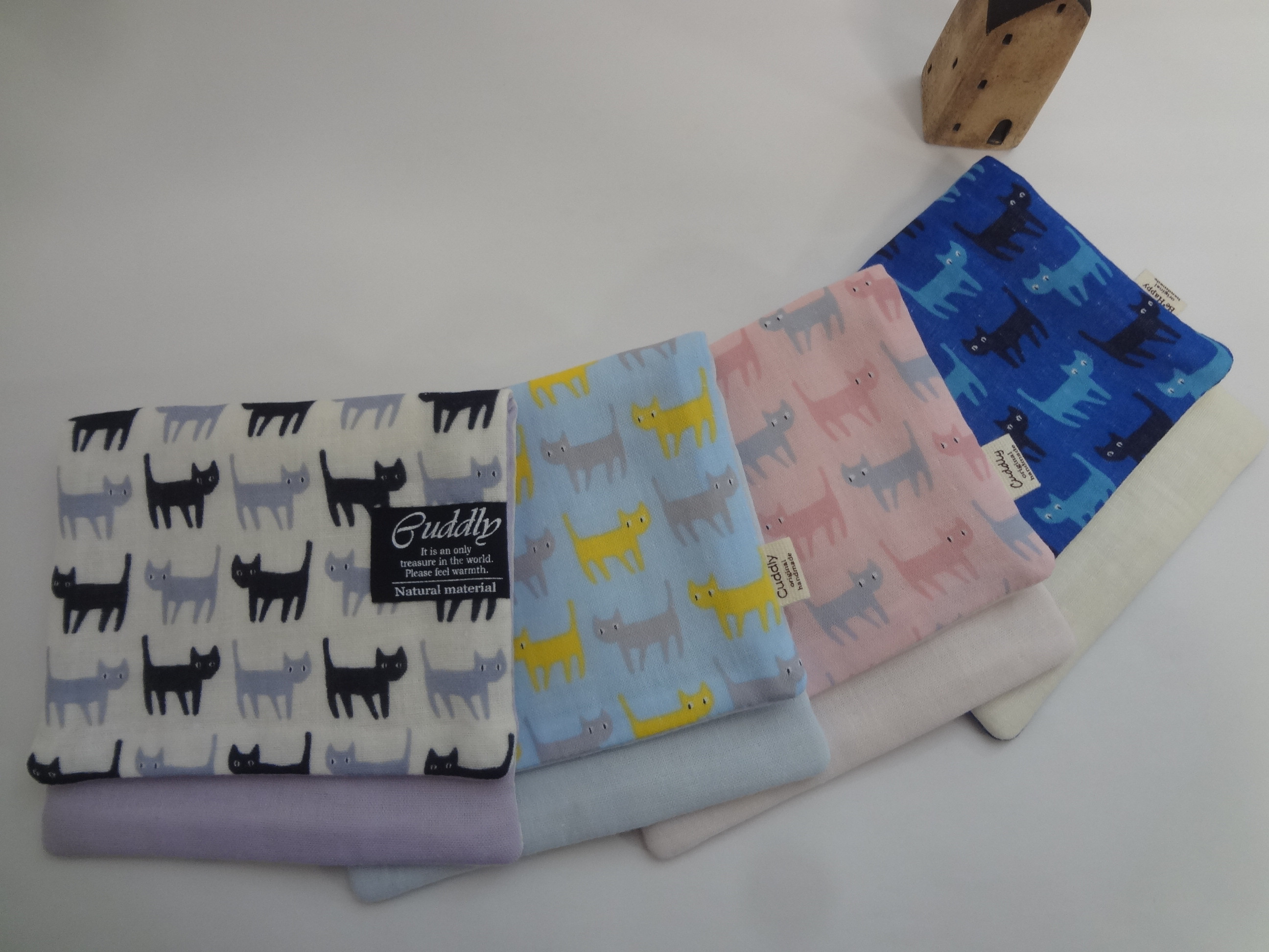 大きめ*猫CAT*やわらかガーゼハンカチ4枚セット*ハンドメイド
