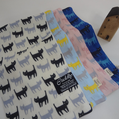 大きめ*猫CAT*やわらかガーゼハンカチ4枚セット*ハンドメイド 