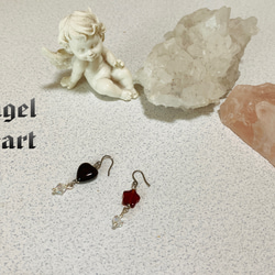 天然石　ハート　オニキス　星　カーネリアン　ピアス　Angel　Heart 1枚目の画像
