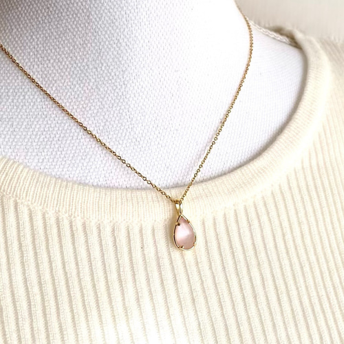 ふんわりピンクシェル＆クリスタル ネックレス /サージカル