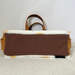 【Mサイズ】三毛猫ボア　バッグ　手提げトートバッグ　akaneko サイドポケット付き　バッグ　A4収納　アニマルボア 5枚目の画像