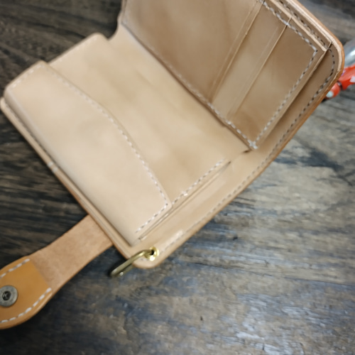 Middle Leather Walletイタチョコ ホックマン 二つ折り財布 (革