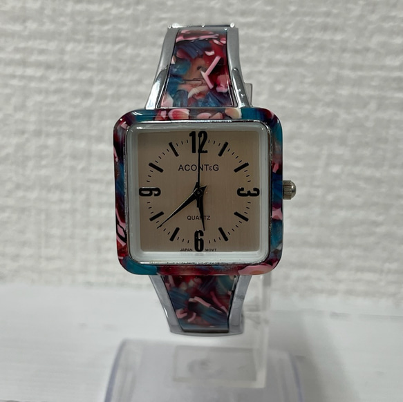 在庫限り 角型のつけやすく見やすいバングル時計（JG-035S MIX