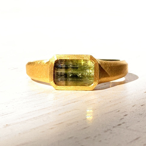 グリーン バイカラートルマリン オクタゴン 1.3ct 変形印台 シルバー 