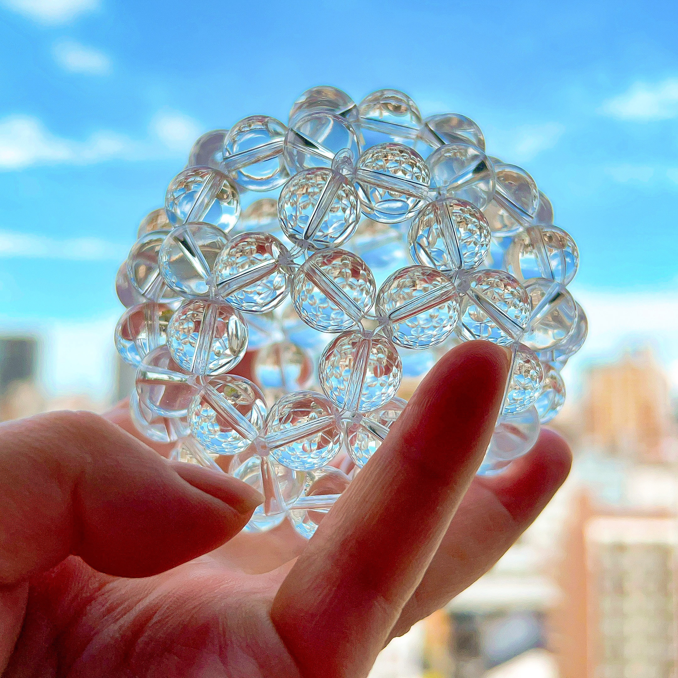 宇宙龍天然石水晶AAA12mm球　直径約8cm/浄化/御守り