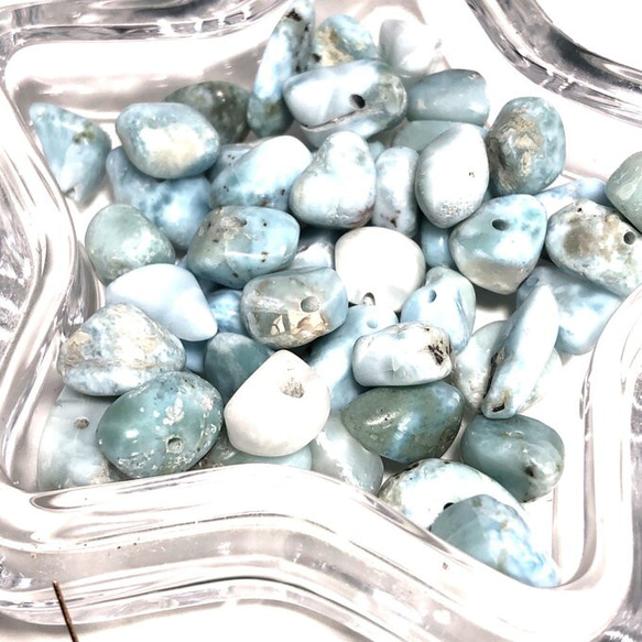 【穴有】ドミニカ産　ラリマータンブル　4個　たんぶる　原石　フロスト 4枚目の画像