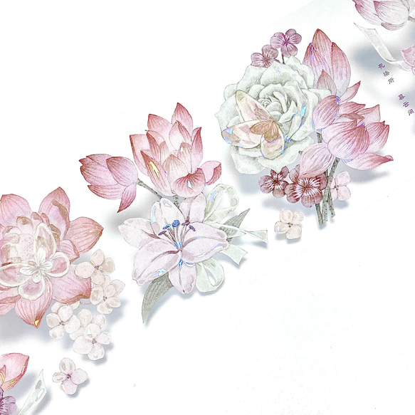 s-280●海外マスキングテープ 切り売り ／ 海外マステ  花 花束 フラワー ピンク 3枚目の画像